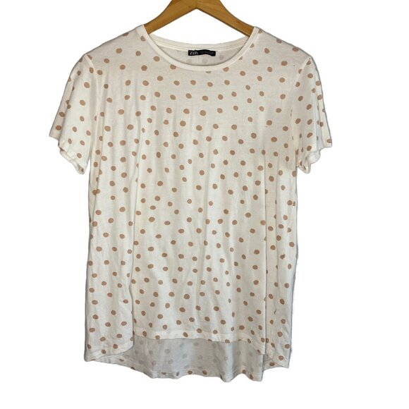Zara Gold Polka Dot Short Sleeve Casual Tee - Picture 8 of 9